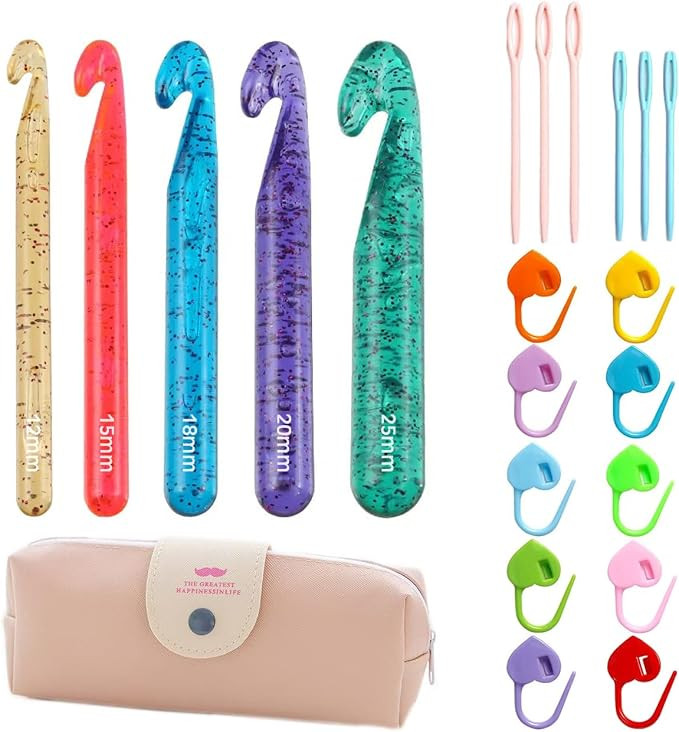 Tovyzalg Colorful Transparent Large Crochet Hooks, Crochet Hook Set with Case, Crochet Needles fo... | Amazon (US)