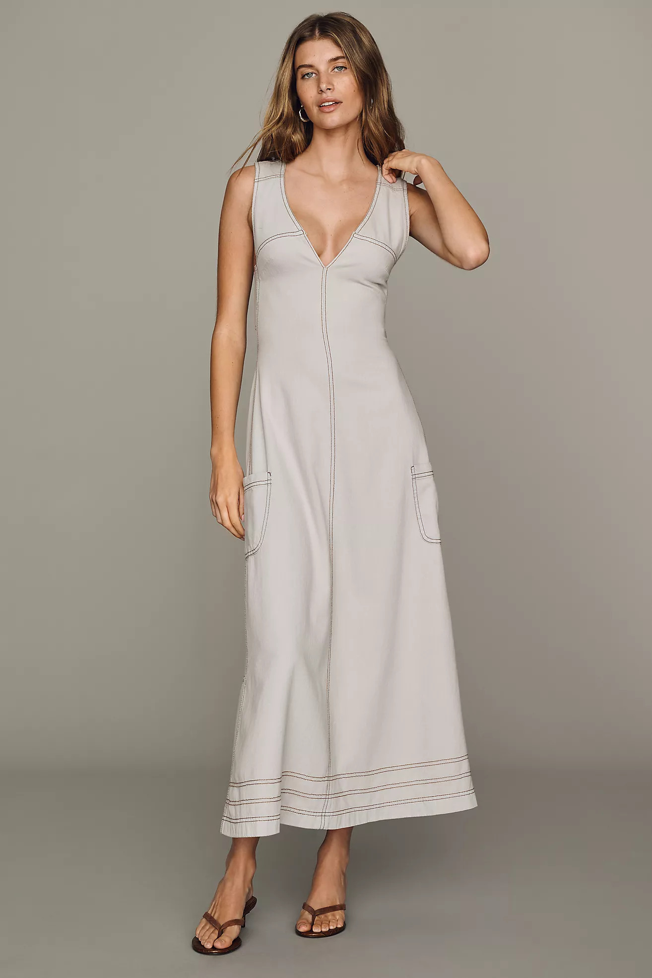 100% Cotton Denim Apron Midi Dress | Anthropologie (US)