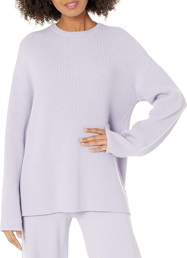 The Drop Women's Alice Crewneck Back Slit Ribbed Pullover Sweater | Amazon (US)
