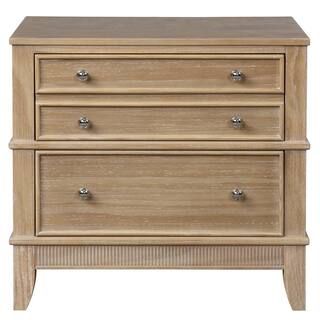 3-Drawers Natural Brown Solid Wood Nightstand (27.3 in. L x 17.3 in. W x 26 in. H) | The Home Depot