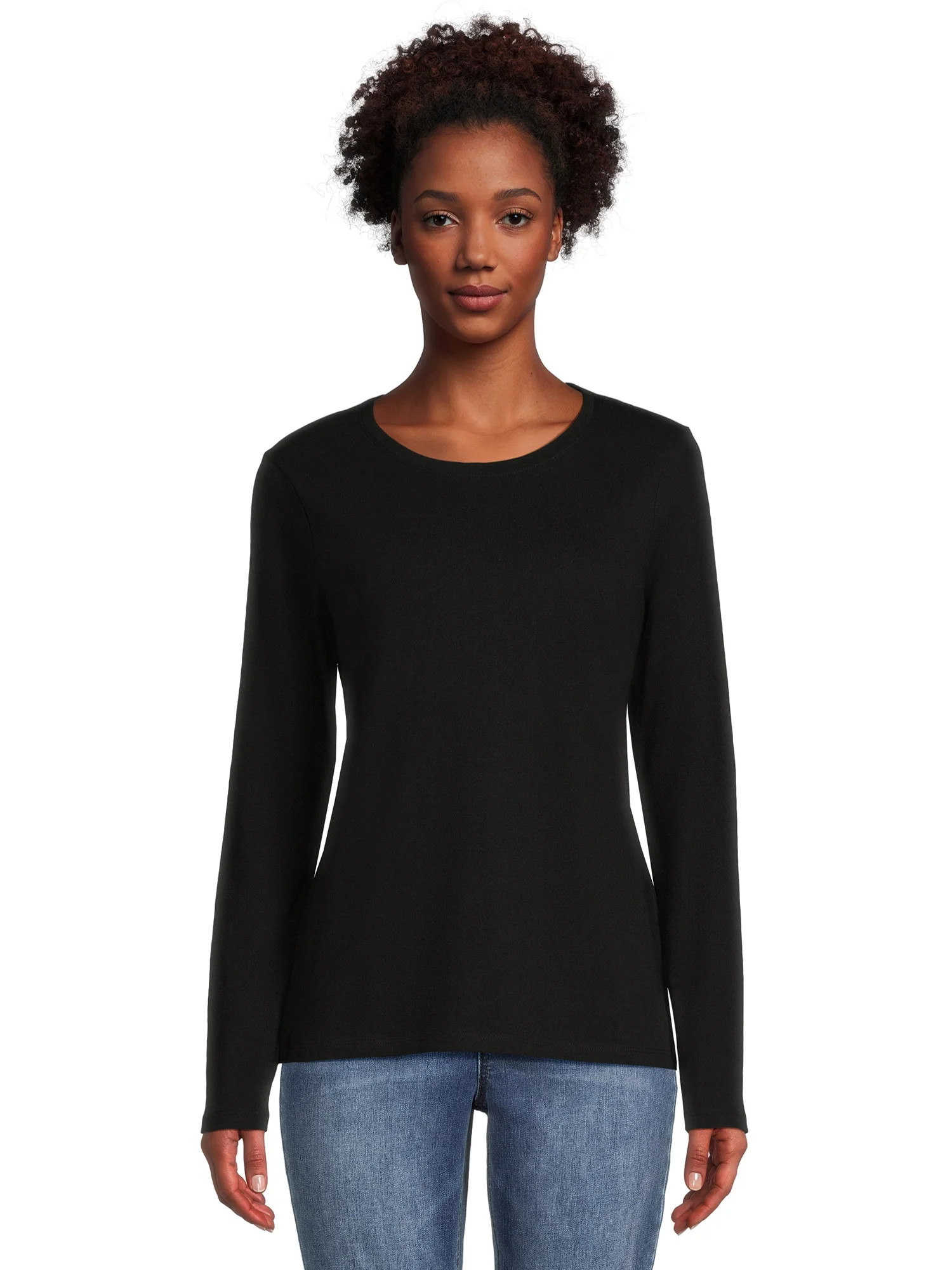 Time and Tru Women's Core Tee with Long Sleeves, Sizes S-3XL | Walmart (US)