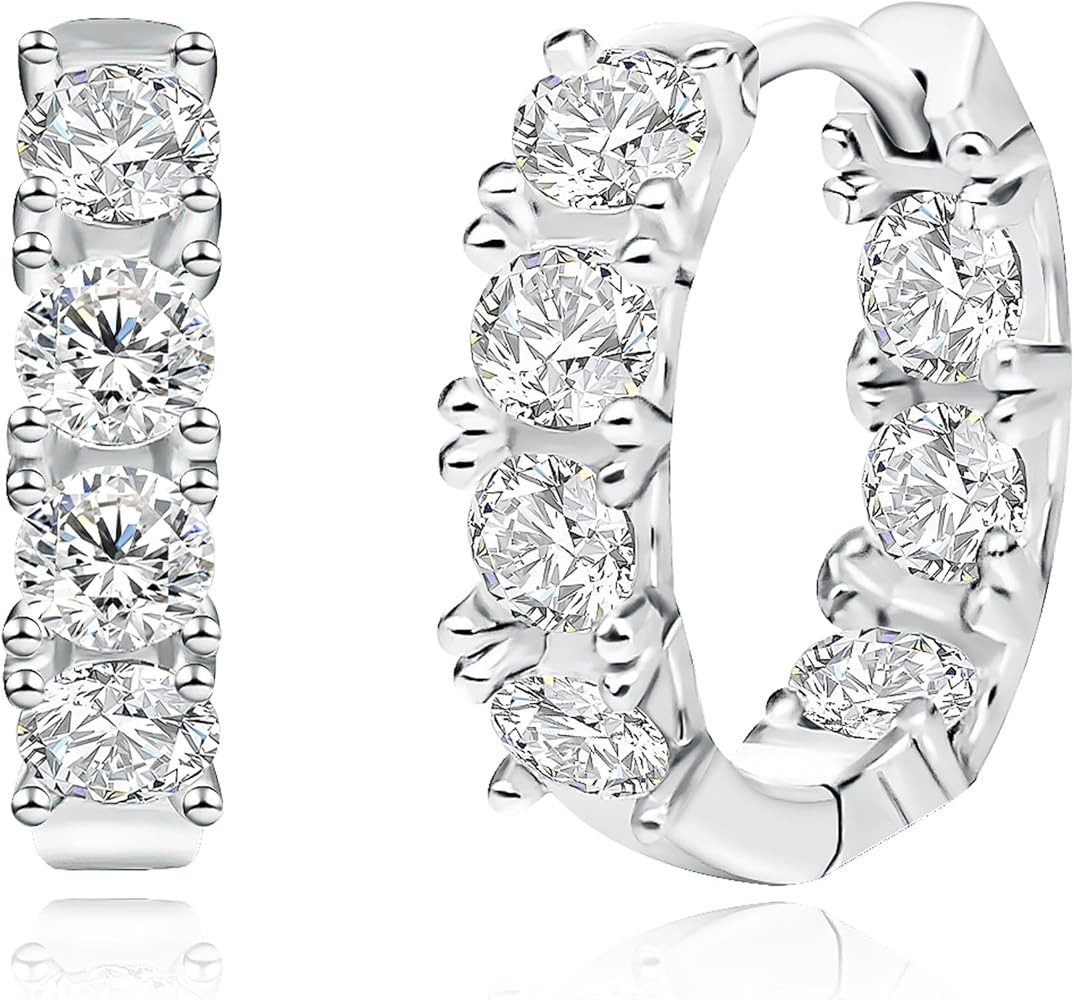 Sereney 925 Sterling Silver Hoop Earrings for Women, Silver Hoop Huggie Earring as Hypoallergenic... | Amazon (US)