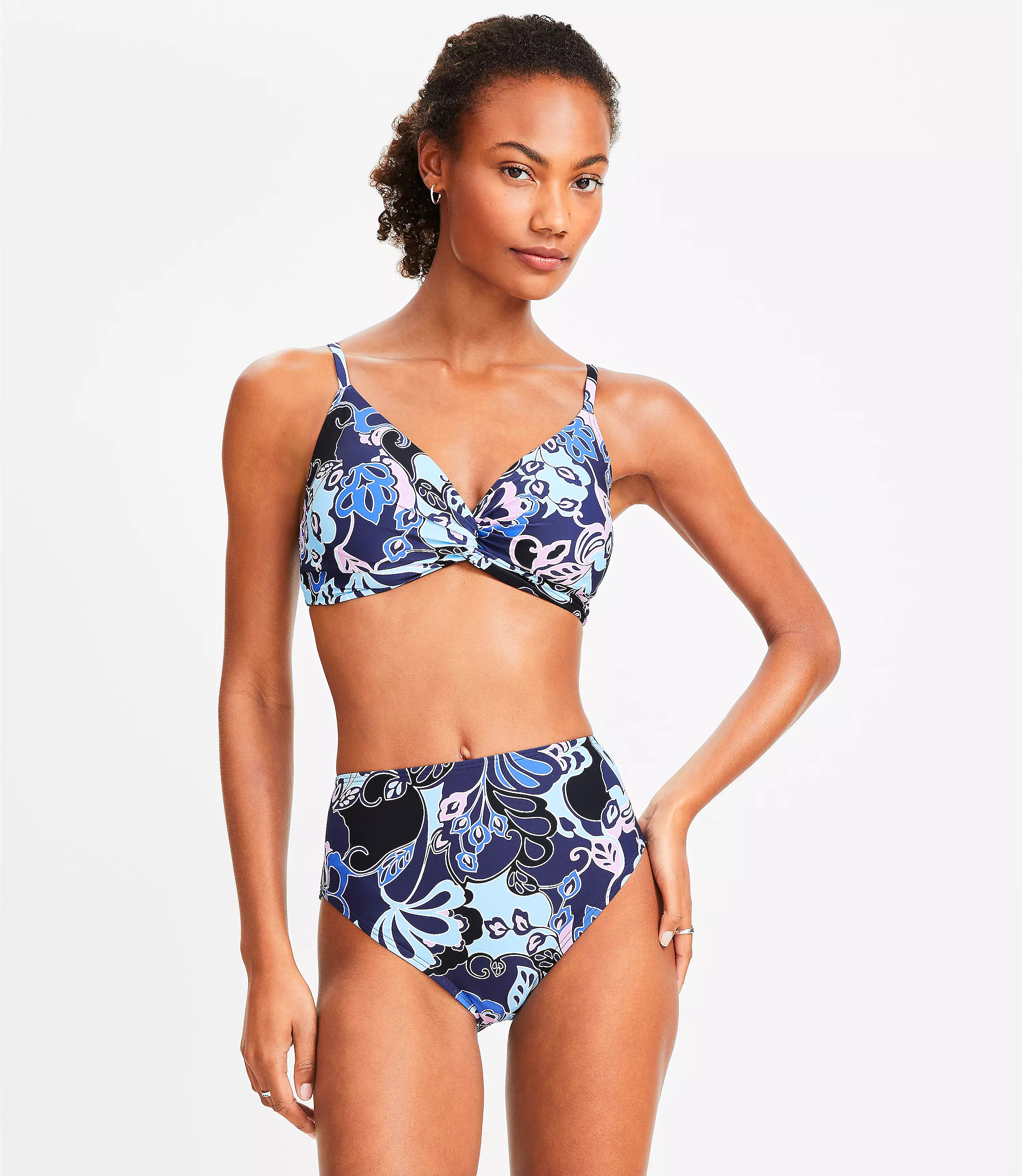 LOFT Beach Floral High Waist Bikini Bottom | LOFT