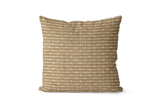 Golden Brown Nubby Striped Pillow Cover // Golden Beige | Etsy | Etsy (US)
