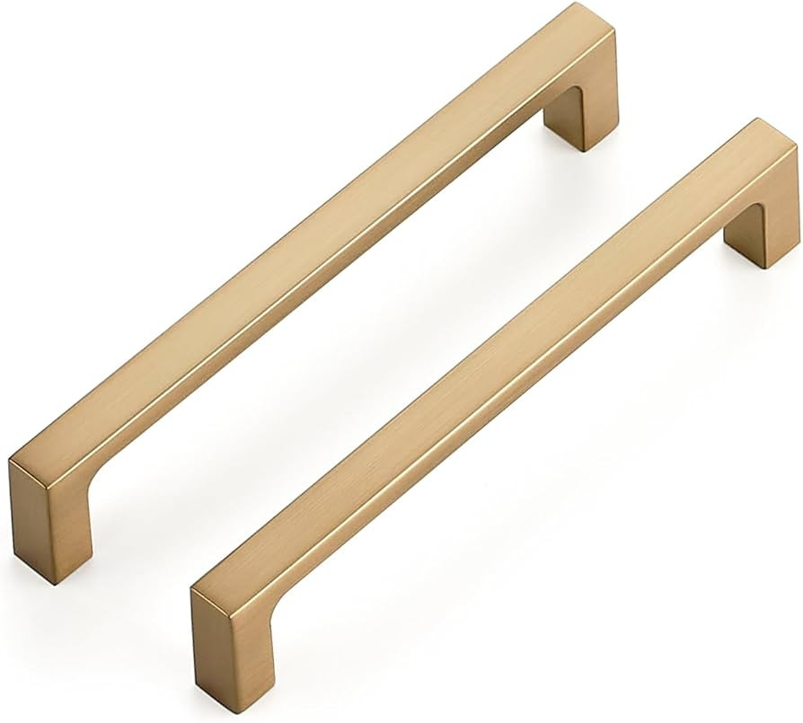 Ravinte 5 Pack Solid 5 Inch Kitchen Square Cabinet Handles Champagne Bronze Cabinet Pulls Drawer ... | Amazon (US)