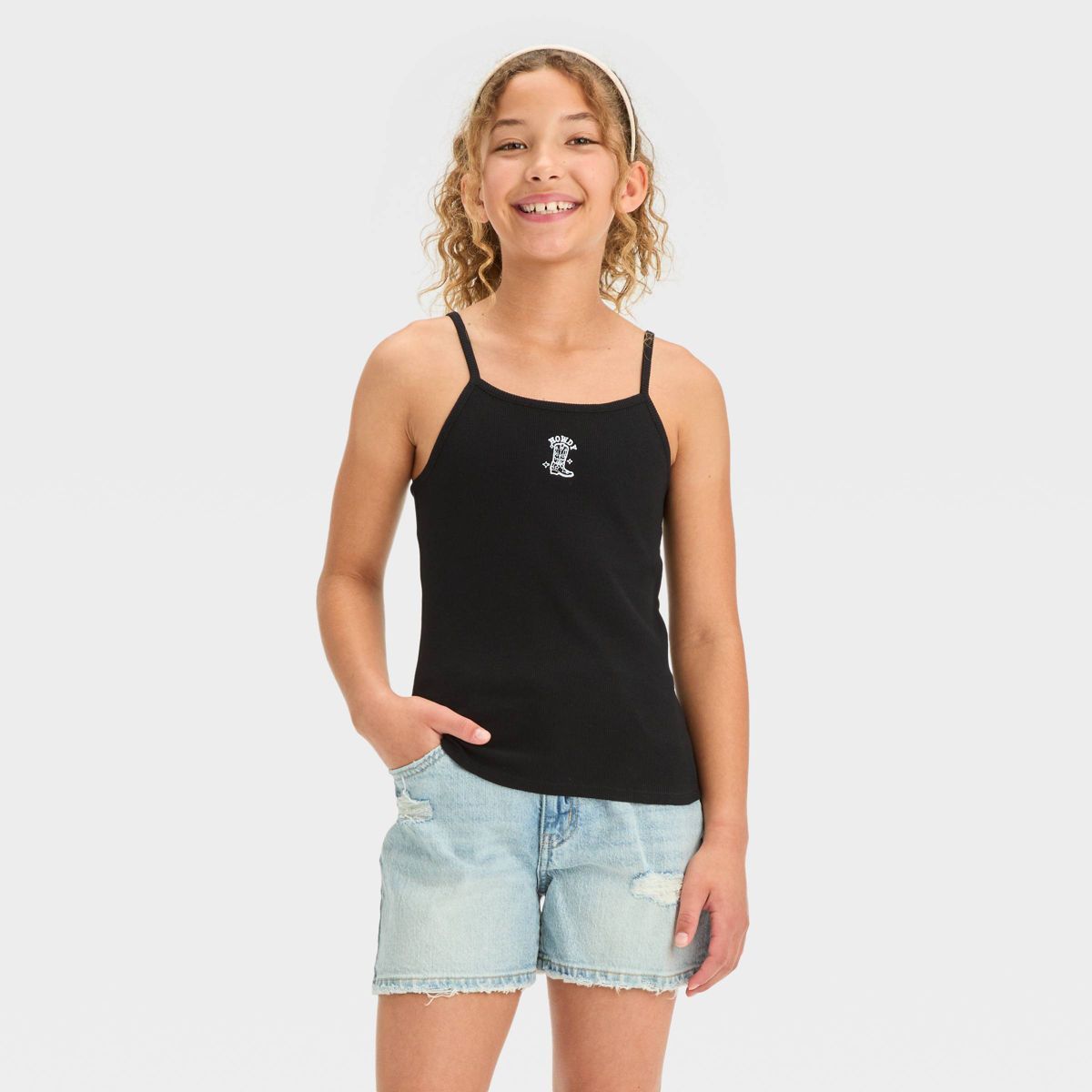 Girls' Embroidered Fitted Tank Top - art class™ | Target