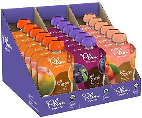 Stage 1, Organic Baby Food, Variety Pack, Prunes, Mangos & Peaches, 3.5 Ounce Pouches (Pack of 18... | Amazon (US)