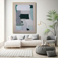 Wabi Sabi Painting Modern Abstract Cold Tone Decor Wall Art Terxture Color Block Home Minimalist Ideal Gallery | Etsy (US)