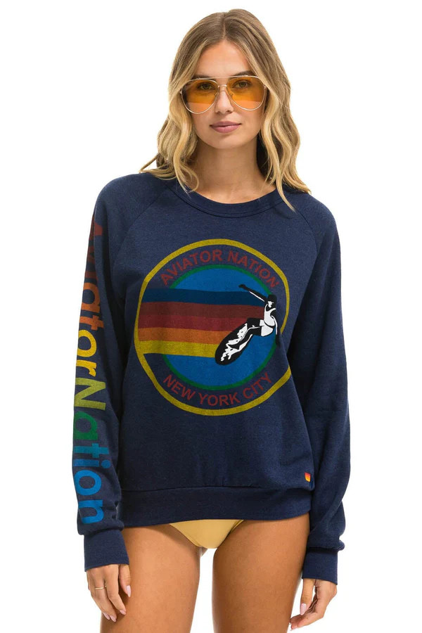 AVIATOR NATION NEW YORK CITY CREW SWEATSHIRT - NAVY | Aviator Nation