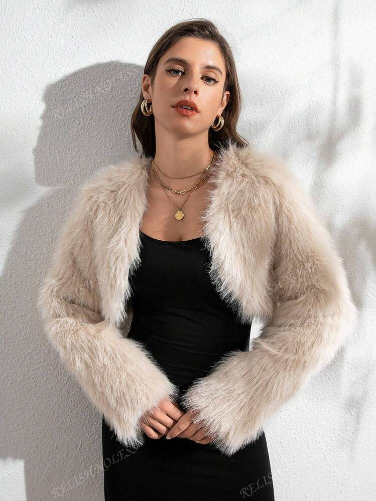 RELISH NOLESS Women Short Fluffy Coat For Elegant Gatherings In Winter | SHEIN