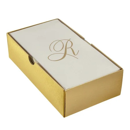 LINEN FEEL DISPOSABLE MONOGRAMMED GUEST TOWELS European Made Initial “R” 24 pc for Upscale Wedding a | Walmart (US)