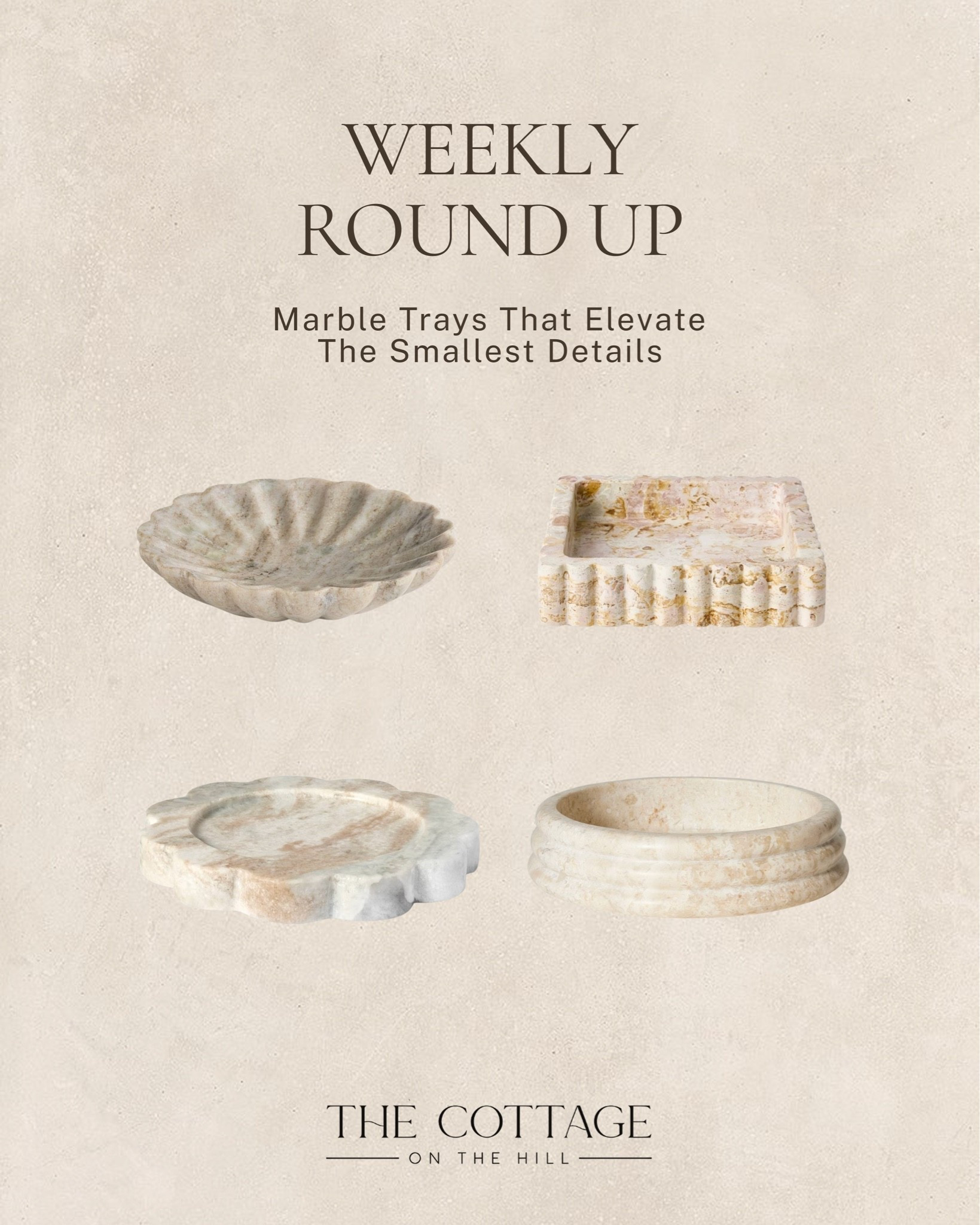 Marble trays that elevate the smallest details. Scalloped, fluted, organic-edged, the kind of small catch-all piece that makes a nightstand, vanity, or console feel finished the second you set it down.

Shop the pieces here! #LTKhome