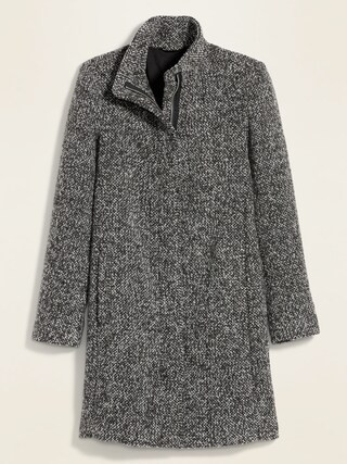 Oversized Soft-Brushed Textured Funnel-Neck Coat for Women | Old Navy (US)
