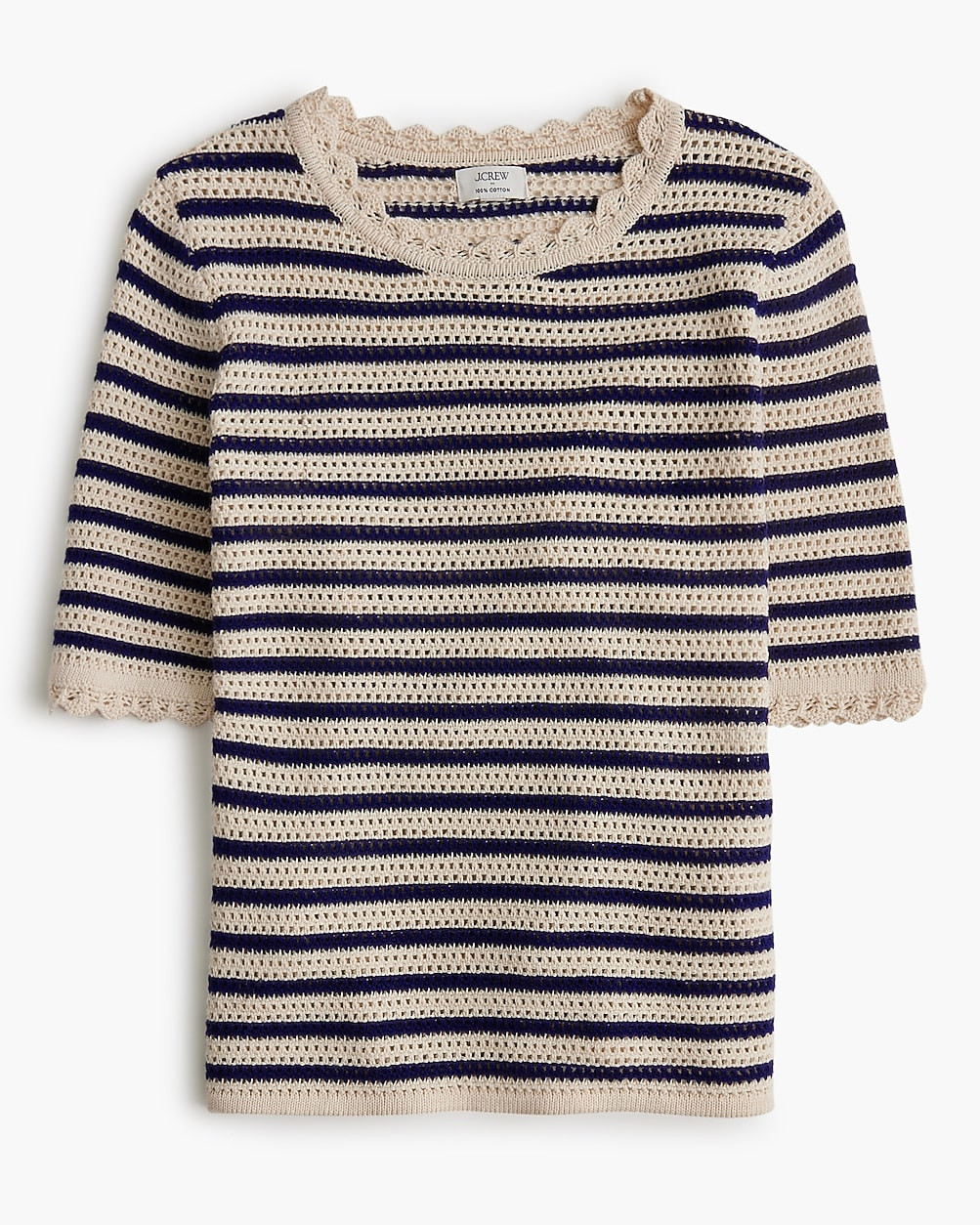 Striped short-sleeve pointelle sweater | J.Crew Factory