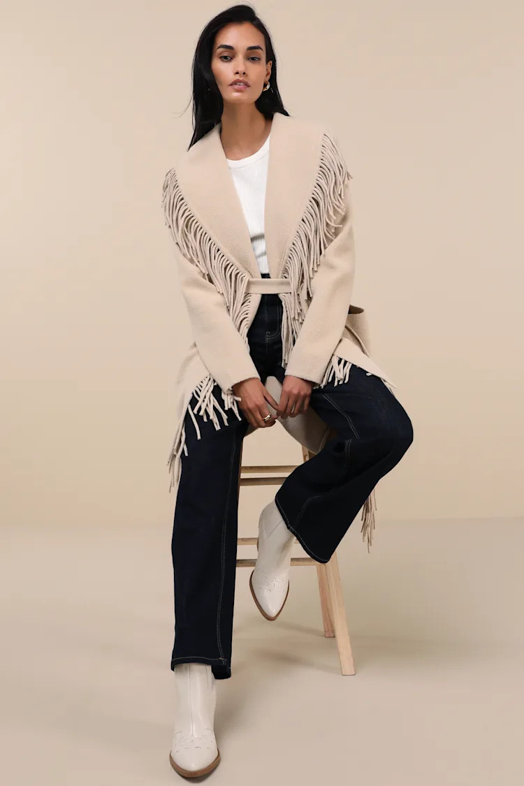 Mink Beige Eyelash Fringe Coatigan | Lulus