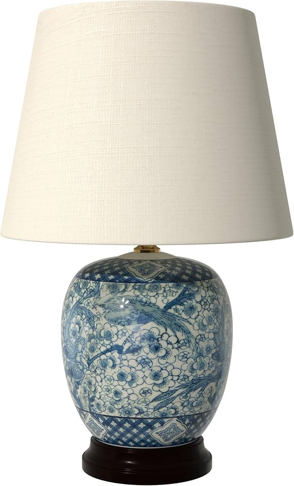 Oriental Furniture 20" Classic Blue & White Porcelain Jar Lamp | Amazon (US)