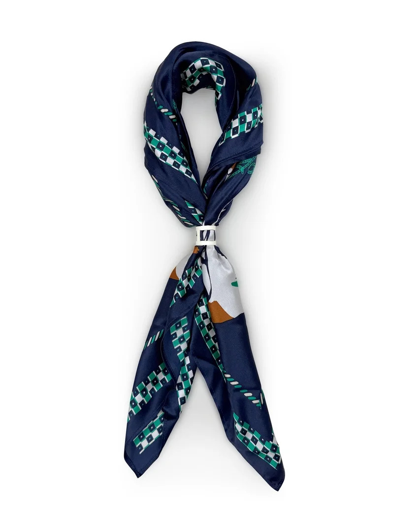 Free Assembly Women's Print Silk Scarf, Navy | Walmart (US)