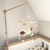 Neutral Baby Cot Mobile, Nursery Star, Moon & Cloud Mobile | Etsy (UK)