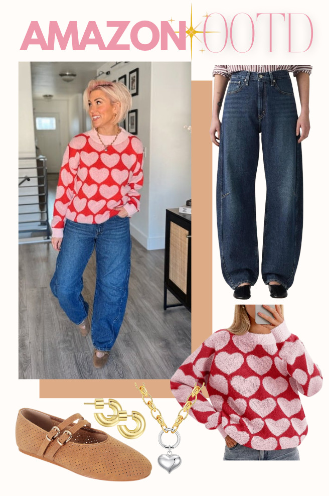 New favorite Valentine's Day sweater is cozy and cute! Pair it with comfy jeans and sweet ballet flats.  Jeans: 29 Sweater: Small Shoes: TTS 

 #LTKootd #LTKSeasonal #LTKSaleAlert