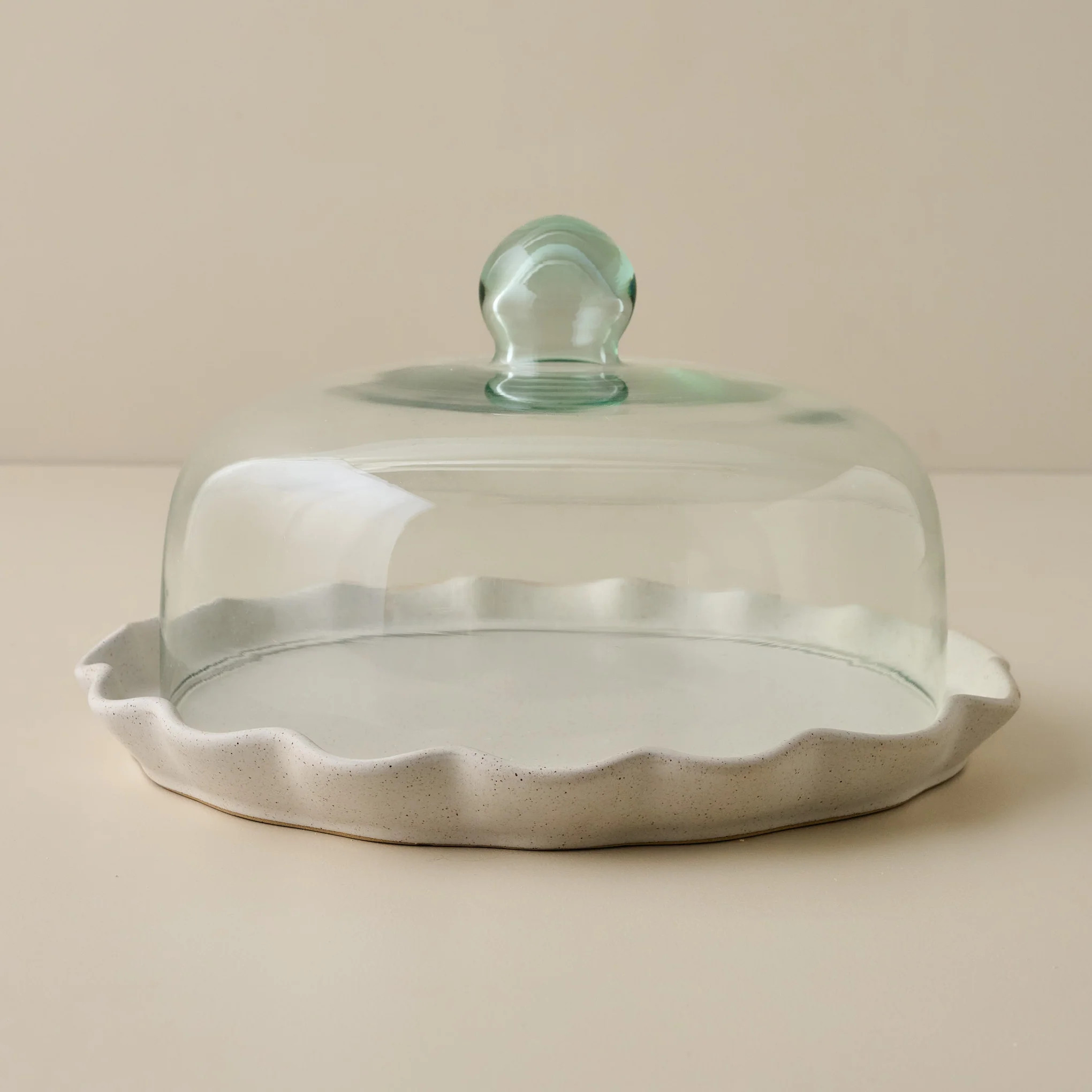 French White Ruffle Cake Plate + Dome | Magnolia