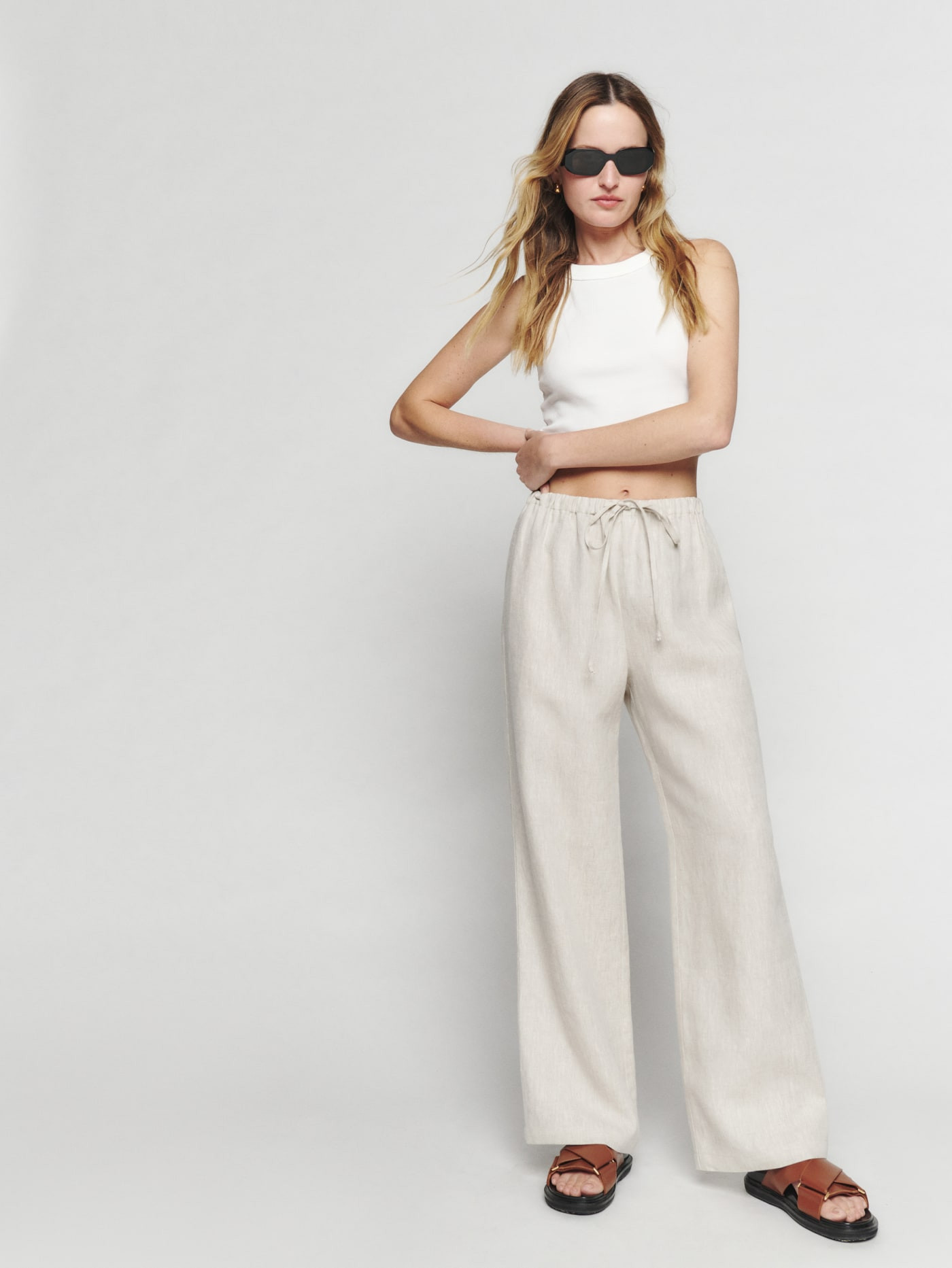 Petites Olina Linen Pant | Reformation (Global)