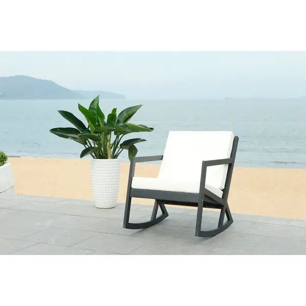 Safavieh Outdoor Living Vernon Rocking Chair - Black / White | Bed Bath & Beyond