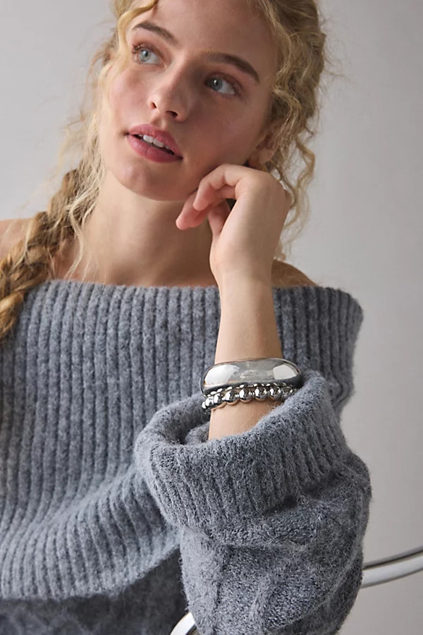 Venice Bangle Bracelet Set in Silver, Women's at Urban Outfitters | Urban Outfitters (US and RoW)