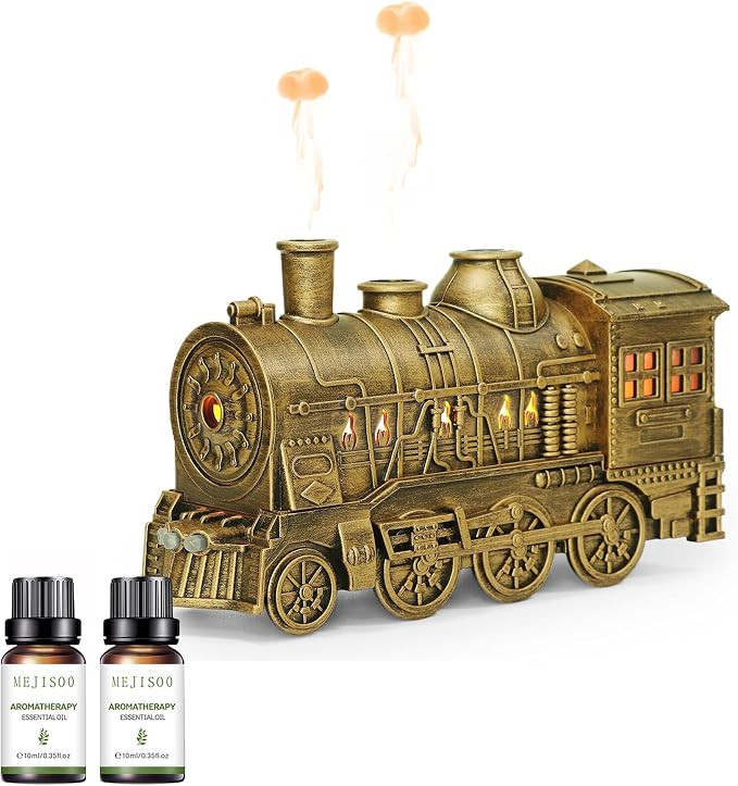 Retro Steam Train Essential Oil Diffuser Set with 2 Oils 300ml (Gold) | Amazon (US)
