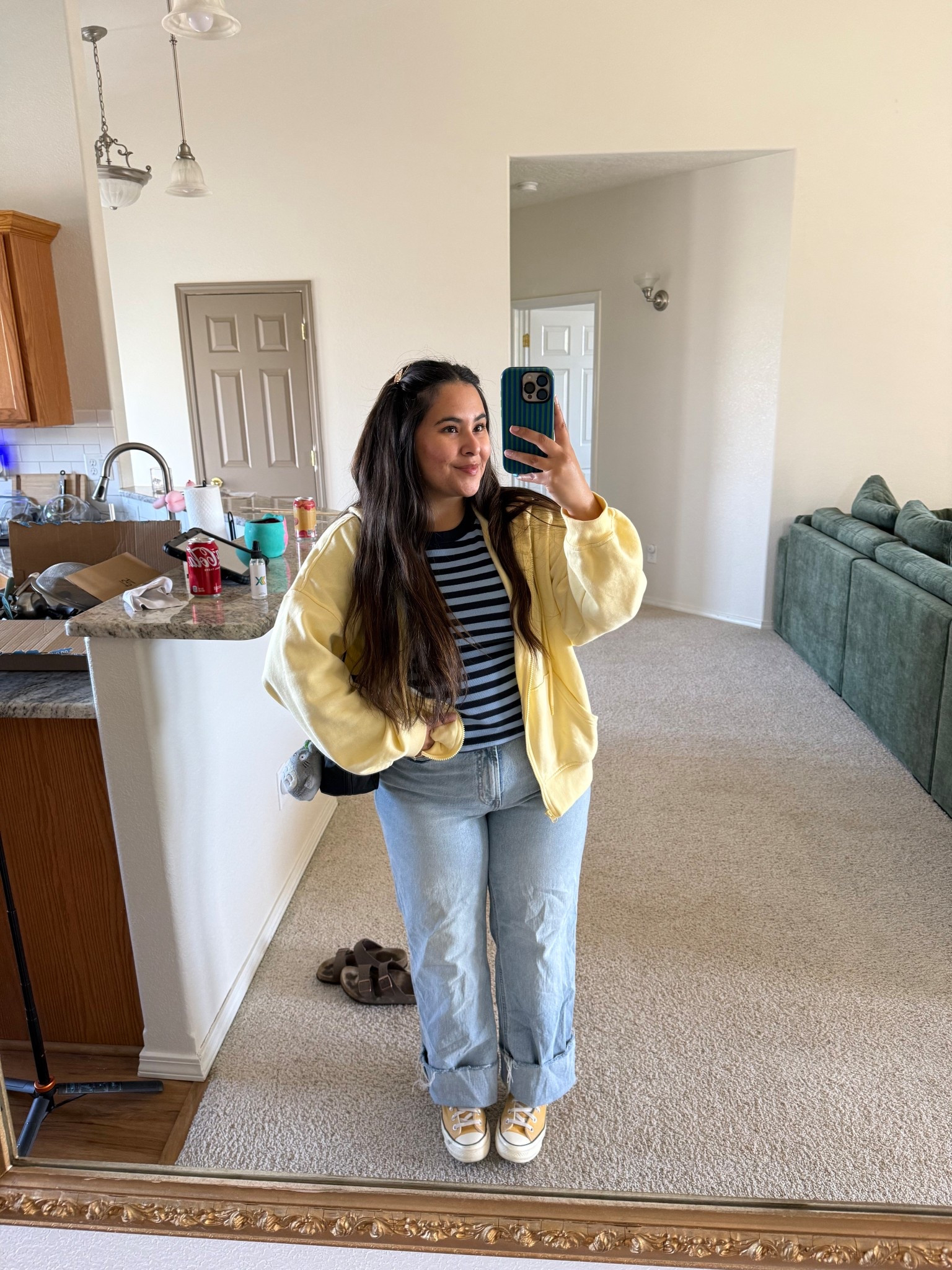 OOTD 🌷 wearing a large in the sweater + top and a 10 regular in the jeans :) my shirt and converse might be low in stock so linking similar options 

#LTKootd #LTKMidsize #LTKmomlife