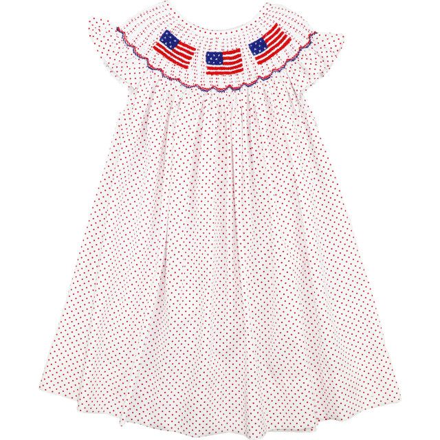 Red Dot Smocked Flag Dress | Cecil and Lou