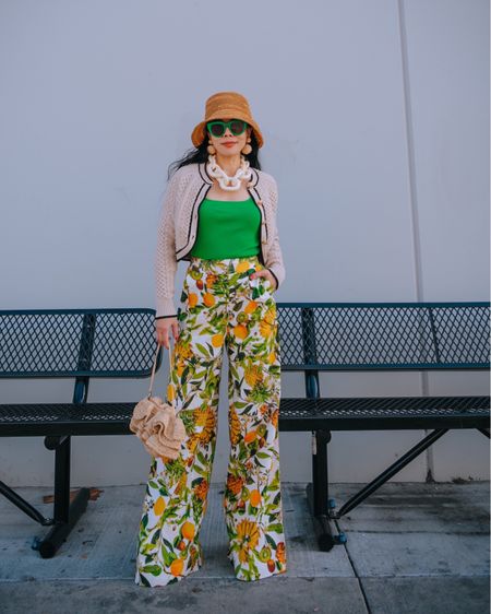 Cropped cardigan and full length printed pants. P.s these $79 sunglasses just back in stock! 

#LTKunder50 #LTKstyletip #LTKunder100