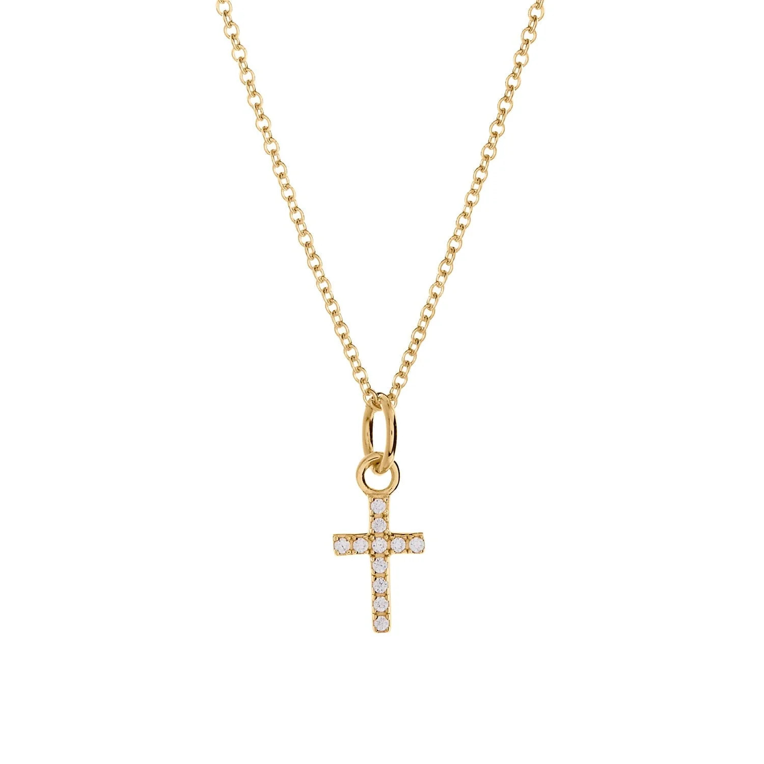 Gold Pavé Cross Necklace | Tiny Tags (US)