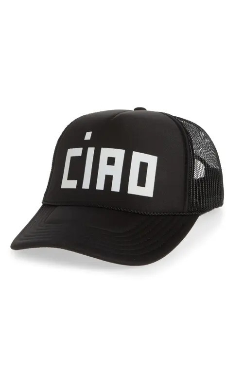 Clare V. Trucker Hat in Black W/Cream Block Ciao at Nordstrom | Nordstrom