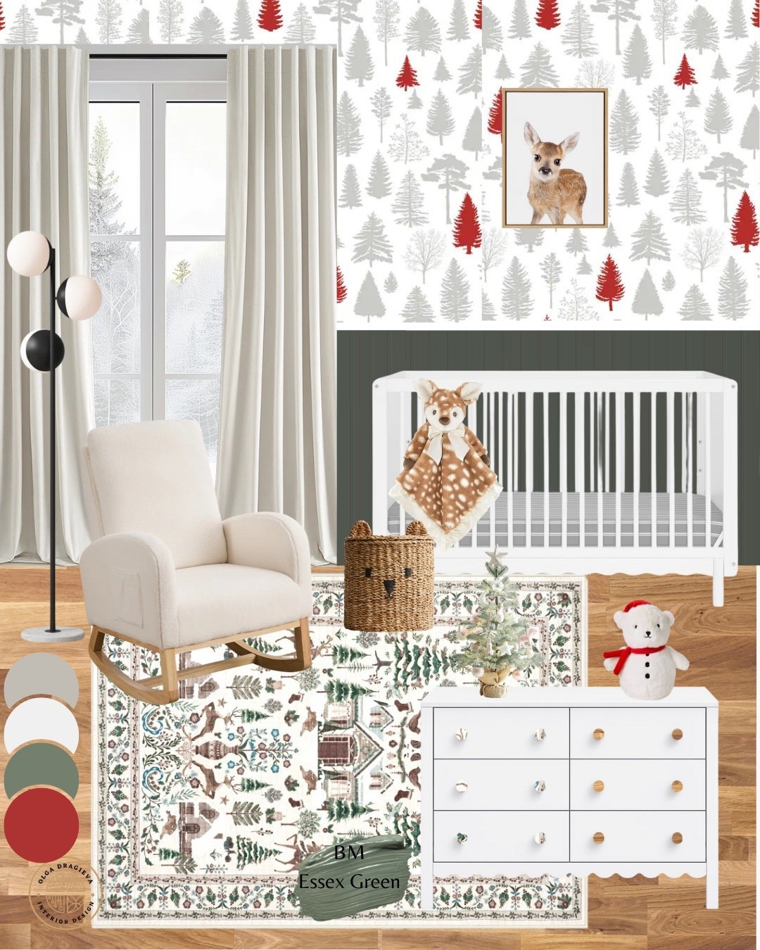 Winter nursery design, Scandi nursery, neutral nursery, white crib, white dresser and rocker. Christmas rug. #homedecor #christmasdecor

#LTKBaby #LTKHoliday #LTKBump