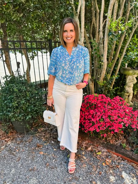 Floral top - runs generous, I sized down to a small 
White flare jeans - true to size 

Use code LAURA15 to save 15% at Avara through Friday 4/12 at midnight 

#LTKfindsunder50 #LTKstyletip #LTKover40