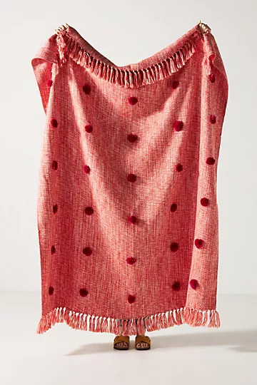 Polka Dot Pom Throw Blanket | Anthropologie (US)