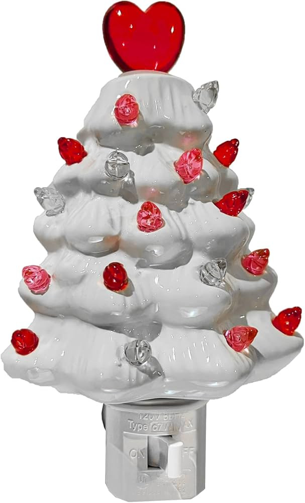 Valentine’s Day Ceramic Tree Night Light (Red Heart Top) | Amazon (US)