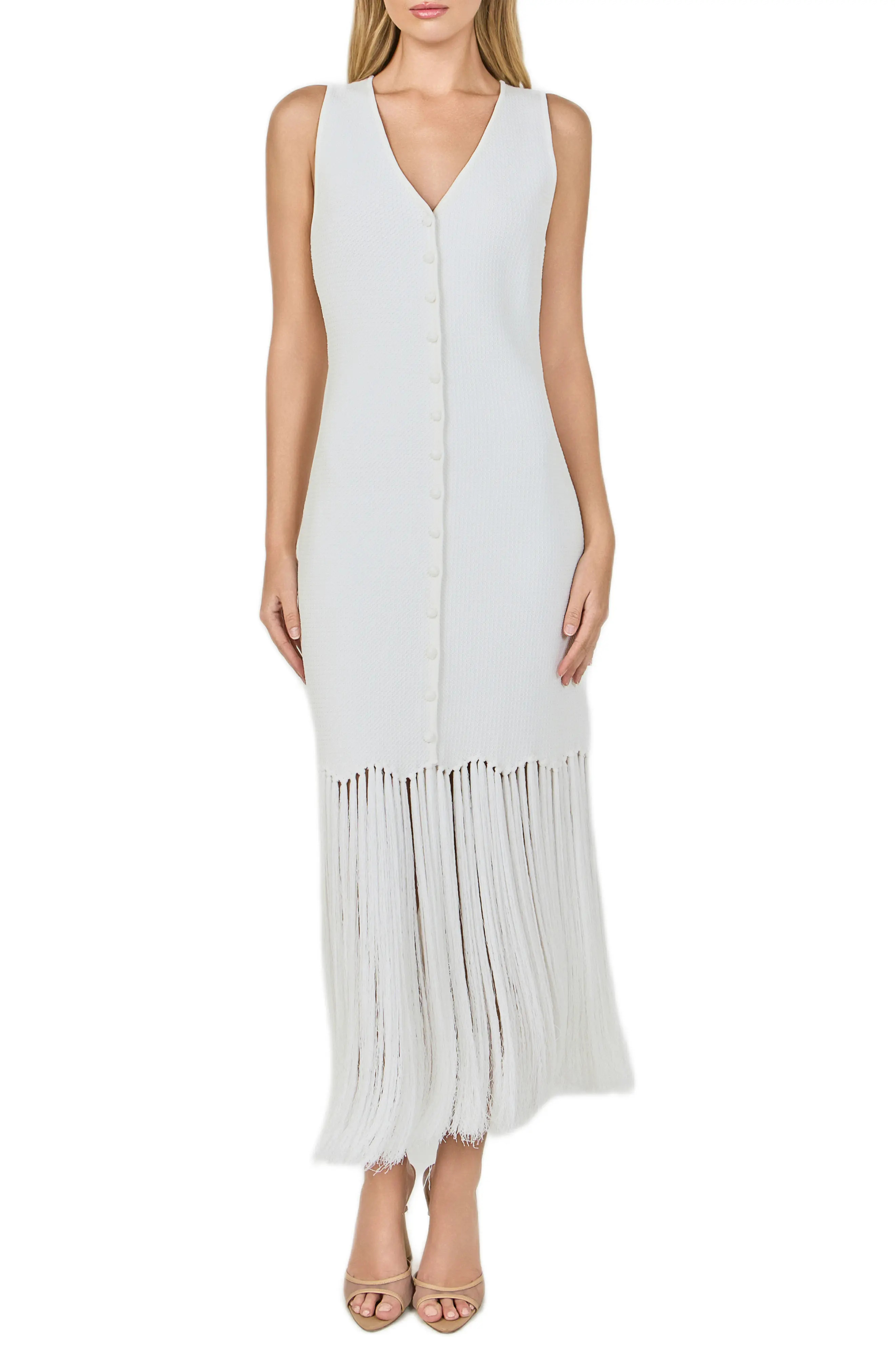 Endless Rose Fringe Knit Midi Dress (Women) | Nordstrom | Nordstrom