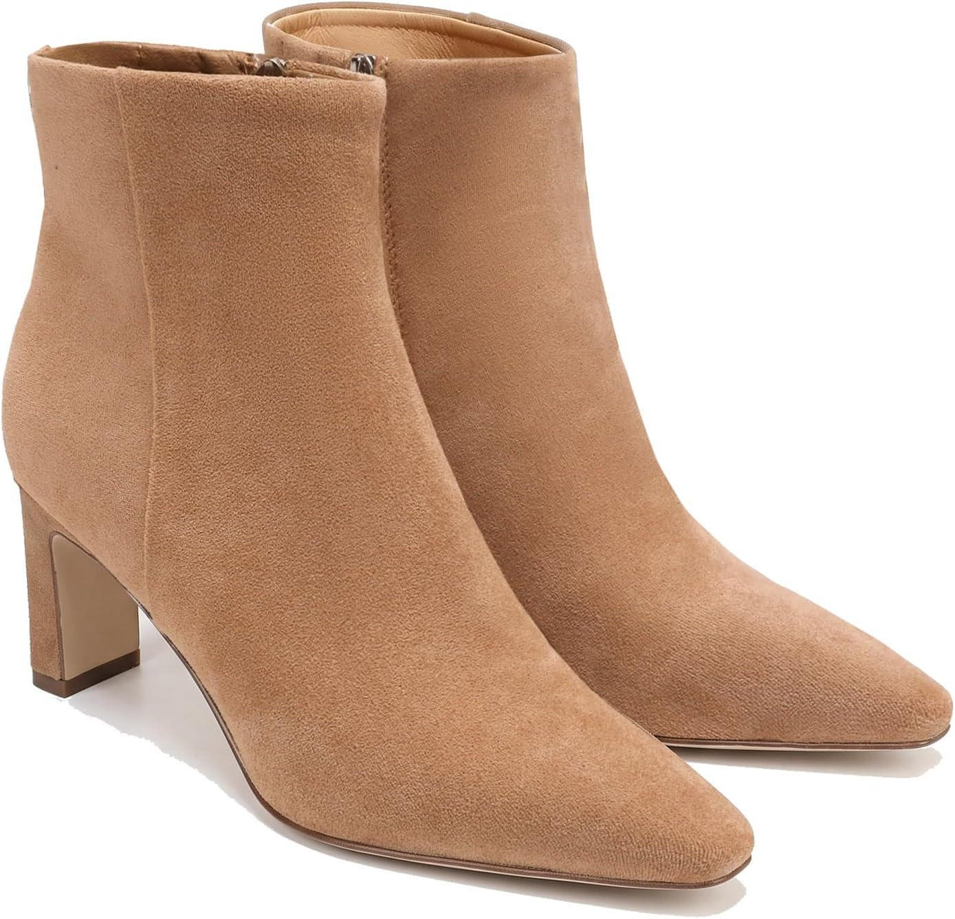 Suede Ankle Boots for Women Pointed Toe Chunky Heeled Booties Short Boots | Amazon (US)
