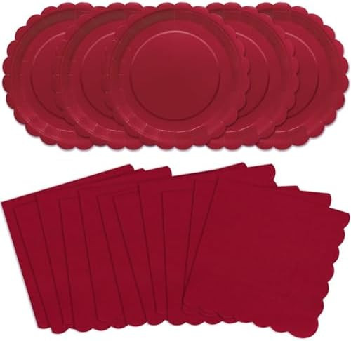 100pcs Red Paper Plates Napkins - Red Disposable Party Tableware Set for 4th of July Independence... | Amazon (US)