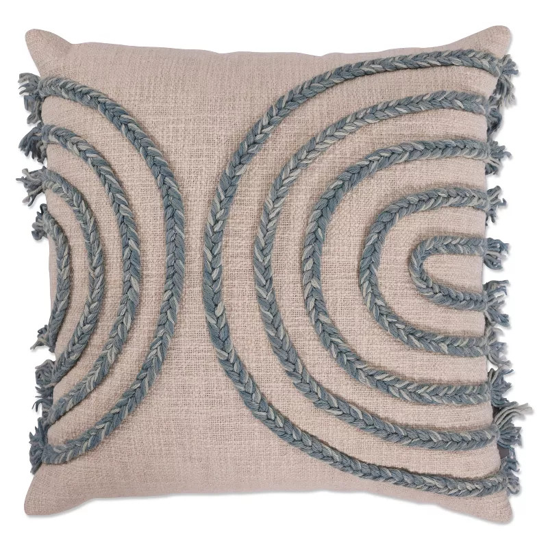 18"x18" Indoor Braid Square Throw Pillow Blue/Ivory - Pillow Perfect | Target