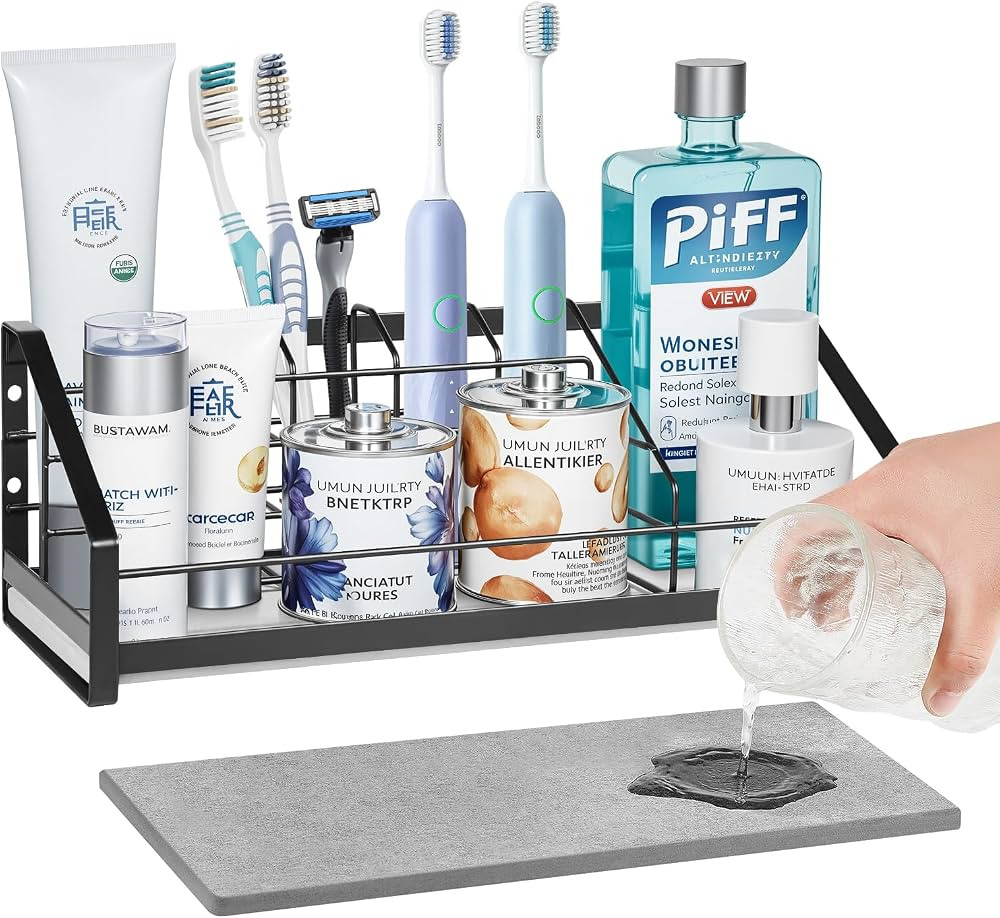Toothbrush Holder with Instant Drying Diatomite Base – Bathroom Countertop Organizer for Electr... | Amazon (US)