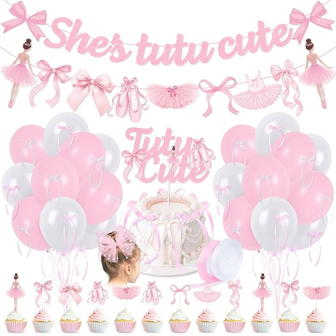 Pink Bows Ballet Girls Birthday Party Decorations, She's Tutu Cute Ballerina Theme Birthday Party... | Amazon (US)