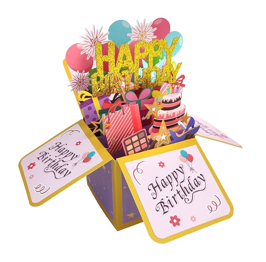 Funny Happy Birthday Pop Up Card, Sweet 3D Birthday Gift Box for Adults and Kids with Envelopes, ... | Amazon (US)
