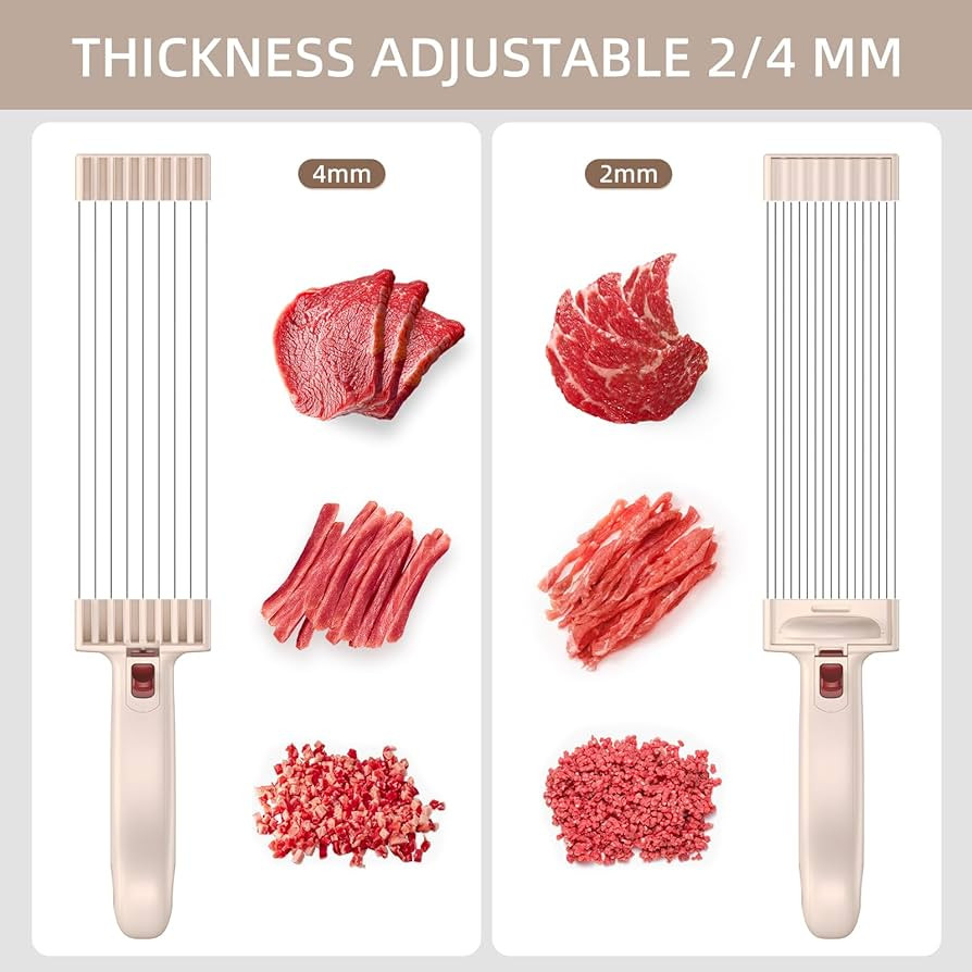 Meat Slicer for Fresh Raw Meat, Thickness Adjustable 2 or 4 mm, 17 IN 1 Stainless Steel Cleaver K... | Amazon (US)