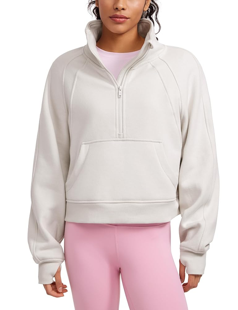 CRZ YOGA Womens Fleece Lined Half Zipper Sweatshirts Funnel Neck Long Sleeve Oversized Pullover H... | Amazon (US)