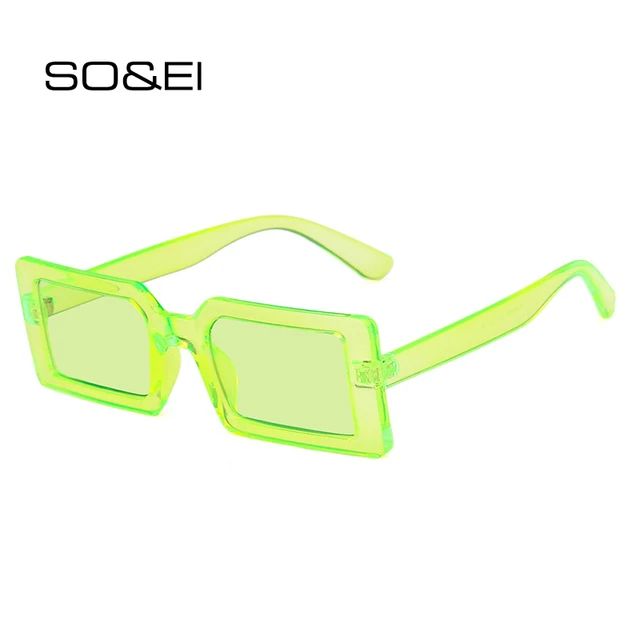 So & ei óculos de sol retângulo verde fluorescente, óculos de sol feminino transparente oceano... | Aliexpress BR (BR)