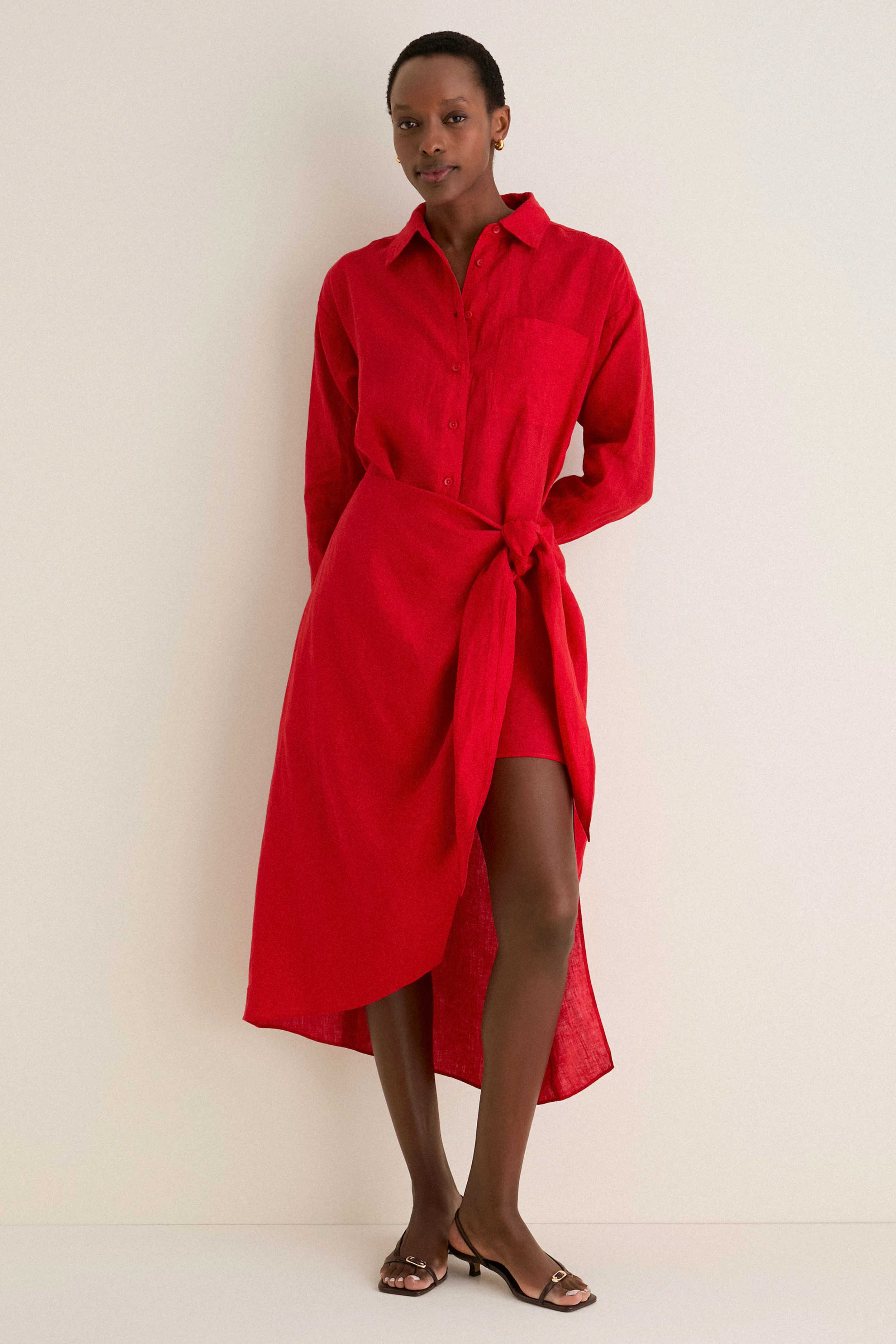 Racing Red Alessandra Sarong Shirt Dress | Tuckernuck (US)