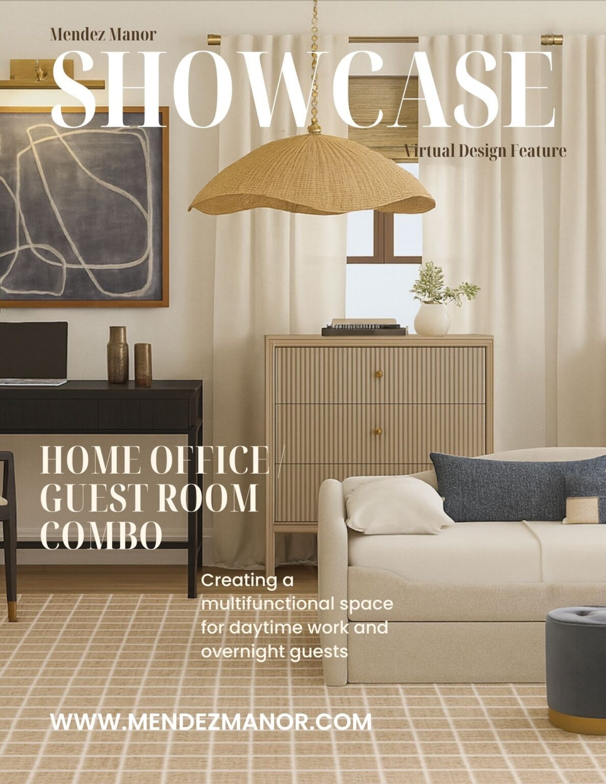 New virtual interior design feature posted to my blog! Head to mendezmanor.com and click on the Projects tab to explore the full post. 

This multifunctional home office/guest bedroom combo is perfect for working from home and overnight guests! 

#desk #officechair #gridrug #daybed 

#LTKSaleAlert #LTKmomlife #LTKHome