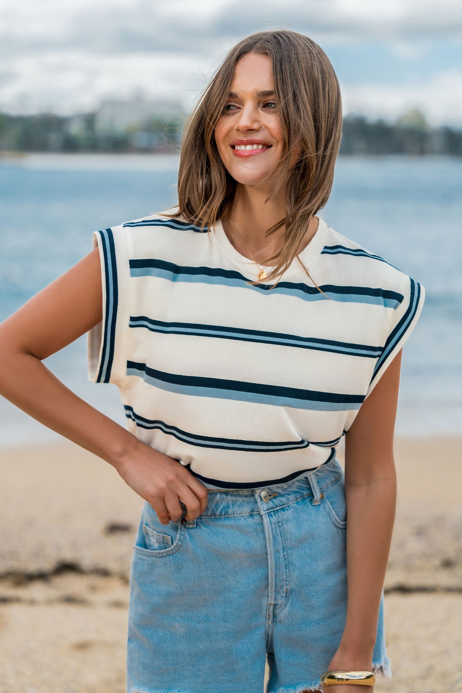 NewStriped Round Neck Muscle Tee | Cupshe US